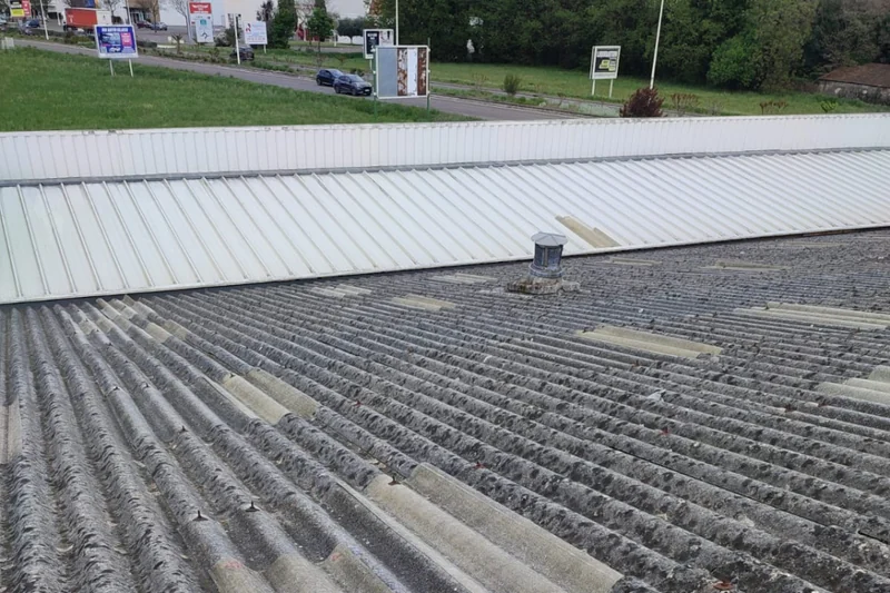 Nettoyage des évacuations d'une toiture en zone de garrigue dans le Gard